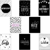 8 x Mini Cartes de Cartes de vœux Cadeaux - Set de 8 Petites Cartes - Cartes de vœux Diverses Occasions - 7,4 cm x 10,5 cm