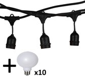 V-tac VT-713 lichtsnoer - 5m - Incl. 10 Wit matte Globe XL LED lampen Mat -Extra Warm Wit- 2700K- Verwisselbare lampen - Waterdicht - Onbreekbaar - koppelbaar