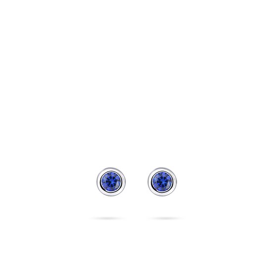 Gisser Jewels - Oorstekers E1001B - gerhodineerd sterling zilver - blauwe stenen in gladomzetting - 5mm