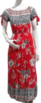 Dames Maxi Jurk - Bloemenprint - Rood - Maat M/L (38-40)