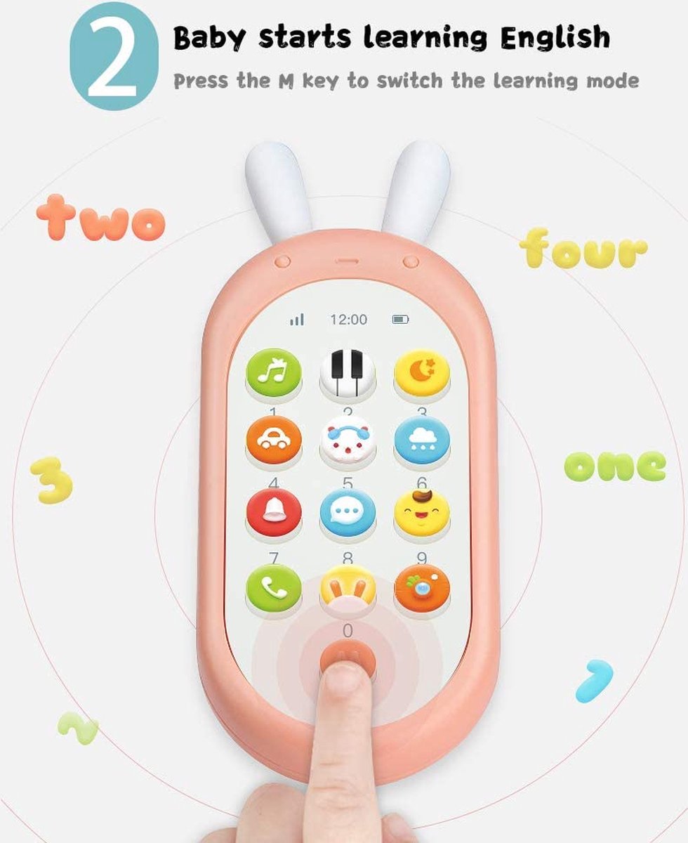 Richgv Téléphone Portable pour Enfant Jouet, Smartphone bébé Bilingue,  Jouet Musical d'Eveil Convient aux bébés de Plus de 6 Mois(Rose) :  : Jeux et Jouets