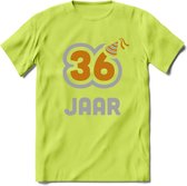 36 Jaar Feest T-Shirt | Goud - Zilver | Grappig Verjaardag Cadeau Shirt | Dames - Heren - Unisex | Tshirt Kleding Kado | - Groen - XL