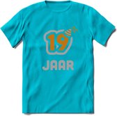 19 Jaar Feest T-Shirt | Goud - Zilver | Grappig Verjaardag Cadeau Shirt | Dames - Heren - Unisex | Tshirt Kleding Kado | - Blauw - XXL