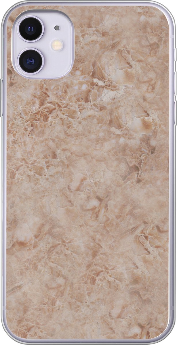 Telefoonhoesje Geschikt voor iPhone 11 hoesje - Marmer print - Bruin - Patronen - Siliconen Telefoonhoesje Telefoonhoesje