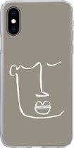 Geschikt voor iPhone X hoesje - Lippen - Abstract - Line art - Siliconen Telefoonhoesje