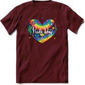 Pride Day | Pride T-Shirt | Grappig LHBTIQ+ / LGBTQ / Gay / Homo / Lesbi Cadeau Shirt | Dames - Heren - Unisex | Tshirt Kleding Kado | - Burgundy - L