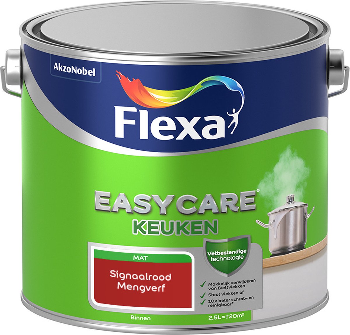 Flexa Easycare Muurverf - Keuken - Mat - Mengkleur - Signaalrood - 2,5 liter