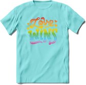 Love Wins | Pride T-Shirt | Grappig LHBTIQ+ / LGBTQ / Gay / Homo / Lesbi Cadeau Shirt | Dames - Heren - Unisex | Tshirt Kleding Kado | - Licht Blauw - M