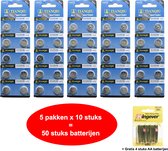 AG 12 / 386A Alkaline batterijen - 5x10 strips - 50 stuks knoopcel Tian Qiu batterijen (ook bekend als LR43 G12 186 GP86A 386 SR43W SR43 SR1142W)