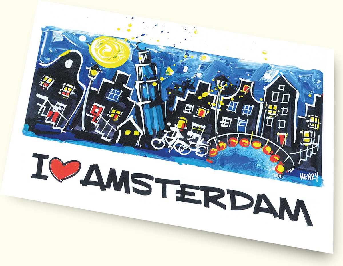 ANSICHTKAART * I LOVE AMSTERDAM * - 4x 3 stuks