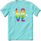 Love | Pride T-Shirt | Grappig LHBTIQ+ / LGBTQ / Gay / Homo / Lesbi Cadeau Shirt | Dames - Heren - Unisex | Tshirt Kleding Kado | - Licht Blauw - S