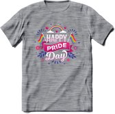 Pride Day | Pride T-Shirt | Grappig LHBTIQ+ / LGBTQ / Gay / Homo / Lesbi Cadeau Shirt | Dames - Heren - Unisex | Tshirt Kleding Kado | - Donker Grijs - Gemaleerd - L