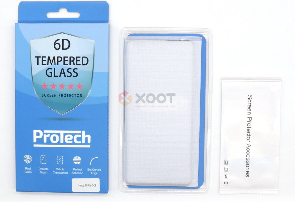 MF Huawei Nova 8 Pro 5G 6D Zwart Screenprotector - Tempered Glass - Beschermglas - Gehard Glas - Screen Protector Glas 2 stuks