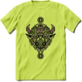 Bizon - Dieren Mandala T-Shirt | Rzoe | Grappig Verjaardag Zentangle Dierenkop Cadeau Shirt | Dames - Heren - Unisex | Wildlife Tshirt Kleding Kado | - Groen - 3XL