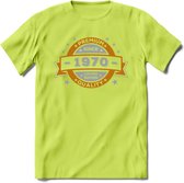 Premium Since 1970 T-Shirt | Zilver - Goud | Grappig Verjaardag en Feest Cadeau Shirt | Dames - Heren - Unisex | Tshirt Kleding Kado | - Groen - L