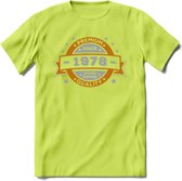 Premium Since 1978 T-Shirt | Zilver - Goud | Grappig Verjaardag en Feest Cadeau Shirt | Dames - Heren - Unisex | Tshirt Kleding Kado | - Groen - M