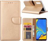 LuxeBass Hoesje geschikt voor Samsung Galaxy A7 2018 - Bookcase Goud - portemonnee hoesje - telefoonhoes - gsm hoes - telefoonhoesjes