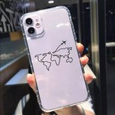 iPhone 13 case Wereldkaart zwart - Transparant - hoesje -  Phone 13