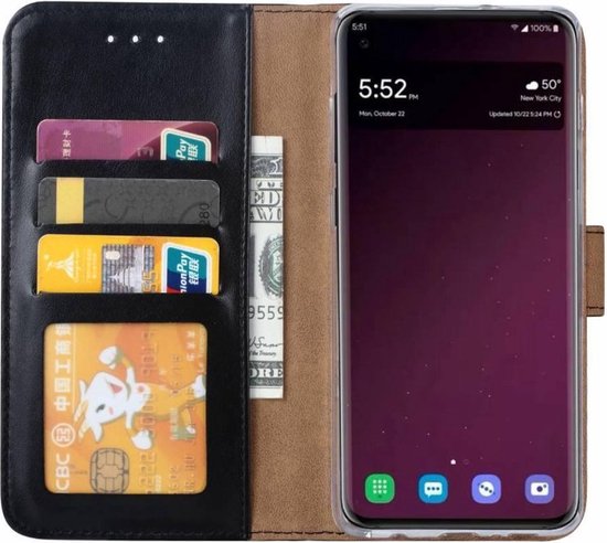 LuxeBass Hoesje geschikt voor Samsung Galaxy S10E - Bookcase Zwart - portemonnee hoesje - telefoonhoes - gsm hoes - telefoonhoesjes - LuxeBass