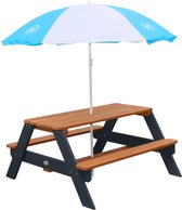 Bol.com AXI Nick Picknicktafel Antraciet/bruin - Parasol Blauw/wit - Picknick tafel voor kinderen van FSC hout aanbieding