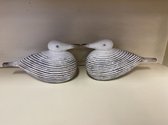 Decoratieve beeldjes "vogels" Set van 2 stuks - wit - Hoogte 10x21x8 cm - polyresin - Decoratieve beeldjes - Woonaccessoires