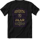 70 Jaar Legendarisch Gerijpt T-Shirt | Paars - Ivoor | Grappig Verjaardag en Feest Cadeau Shirt | Dames - Heren - Unisex | Tshirt Kleding Kado | - Zwart - XXL