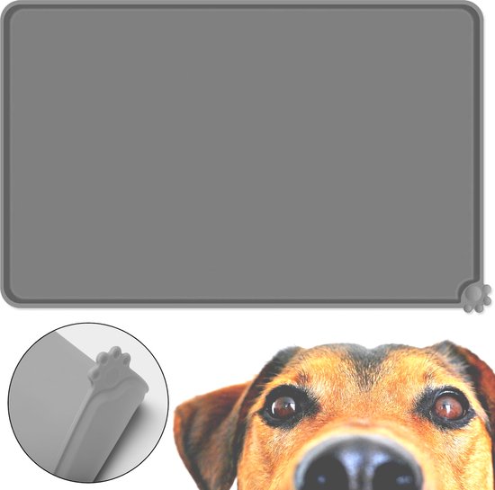 Placemat Onderlegger Voerbak voor Hond en Kat Grijs 48x30cm Anti