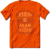 10 Jaar Legendarisch Gerijpt T-Shirt | Royal Blue - Ivoor | Grappig Verjaardag en Feest Cadeau Shirt | Dames - Heren - Unisex | Tshirt Kleding Kado | - Oranje - M