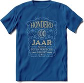 100 Jaar Legendarisch Gerijpt T-Shirt | Sky Blue - Ivoor | Grappig Verjaardag en Feest Cadeau Shirt | Dames - Heren - Unisex | Tshirt Kleding Kado | - Donker Blauw - M