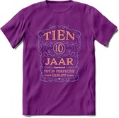 10 Jaar Legendarisch Gerijpt T-Shirt | Sky Blue - Ivoor | Grappig Verjaardag en Feest Cadeau Shirt | Dames - Heren - Unisex | Tshirt Kleding Kado | - Paars - S