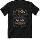 10 Jaar Legendarisch Gerijpt T-Shirt | Sky Blue - Ivoor | Grappig Verjaardag en Feest Cadeau Shirt | Dames - Heren - Unisex | Tshirt Kleding Kado | - Zwart - M