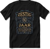 60 Jaar Legendarisch Gerijpt T-Shirt | Sky Blue - Ivoor | Grappig Verjaardag en Feest Cadeau Shirt | Dames - Heren - Unisex | Tshirt Kleding Kado | - Zwart - M