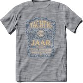 80 Jaar Legendarisch Gerijpt T-Shirt | Royal Blue - Ivoor | Grappig Verjaardag en Feest Cadeau Shirt | Dames - Heren - Unisex | Tshirt Kleding Kado | - Donker Grijs - Gemaleerd - S