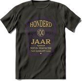 100 Jaar Legendarisch Gerijpt T-Shirt | Paars - Ivoor | Grappig Verjaardag en Feest Cadeau Shirt | Dames - Heren - Unisex | Tshirt Kleding Kado | - Donker Grijs - M