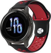 Siliconen Smartwatch bandje - Geschikt voor  Garmin Venu 2s sport bandje - 40mm - zwart/rood - Strap-it Horlogeband / Polsband / Armband