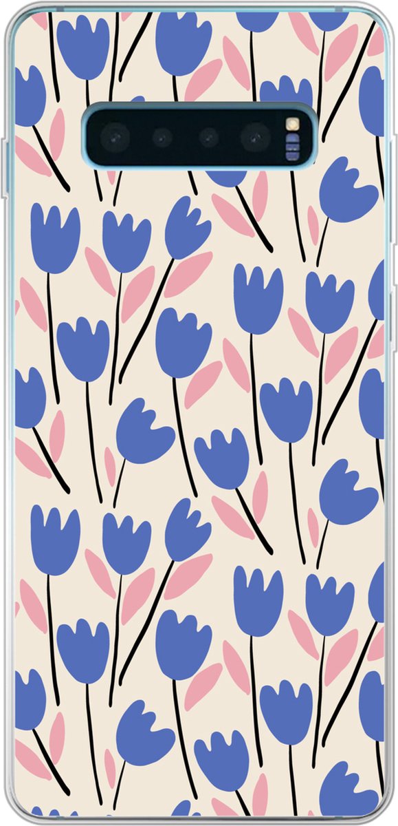 Telefoonhoesje Geschikt voor Samsung Galaxy S10 Plus hoesje - Bloem - Patronen - Tulp - Siliconen Telefoonhoesje Telefoonhoesje