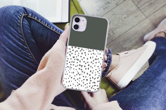 Coque iPhone 11 - Pois - Grijs - Wit - Siliconen