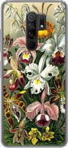 Geschikt voor Xiaomi Redmi 9 hoesje - Orchidee - Haeckel - Kunst - Siliconen Telefoonhoesje