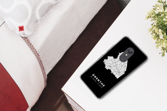 Telefoonhoesje Geschikt voor Xiaomi Geschikt voor Redmi 5 hoesje - Drenthe - Wegenkaart - Zwart - Siliconen Telefoonhoesje Telefoonhoesje