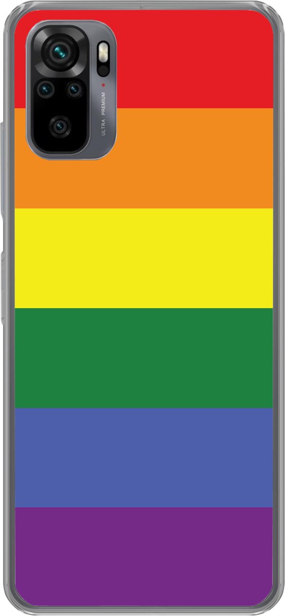 Telefoonhoesje Geschikt voor Xiaomi Geschikt voor Redmi Note 10S hoesje - Regenboog - Pride - Regenboog Vlag - Siliconen Telefoonhoesje Telefoonhoesje