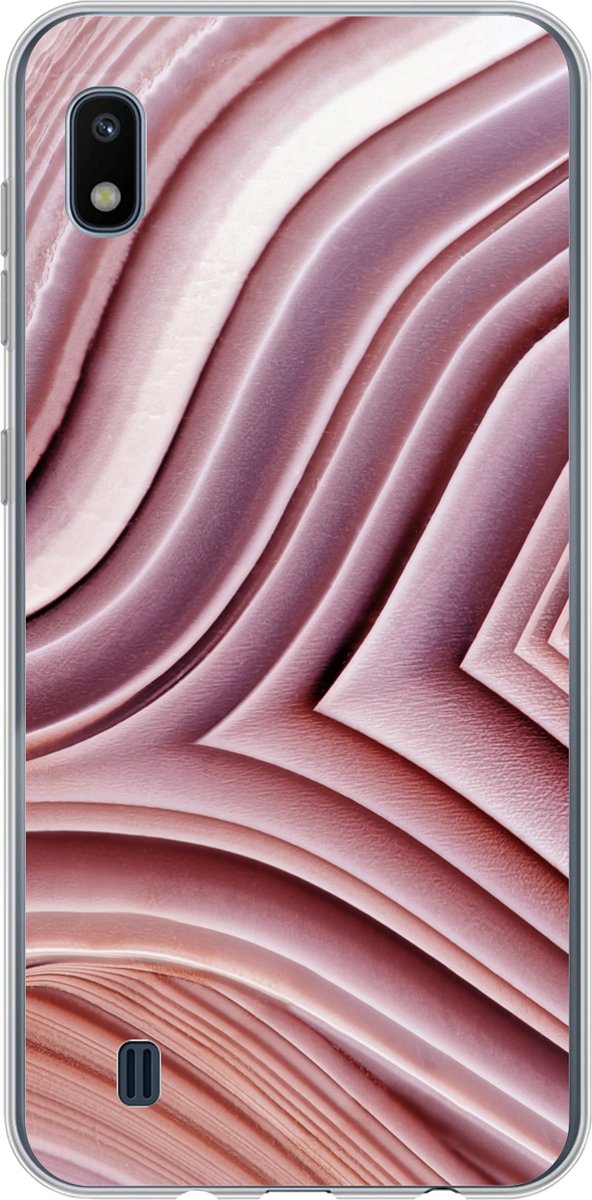 Telefoonhoesje Geschikt voor Samsung Galaxy A10 hoesje - Natuurstenen - Roze - Close up - Siliconen Telefoonhoesje Telefoonhoesje