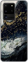 Geschikt voor Samsung Galaxy S20 Ultra hoesje - Marmer print - Natuursteen - Goud - Siliconen Telefoonhoesje
