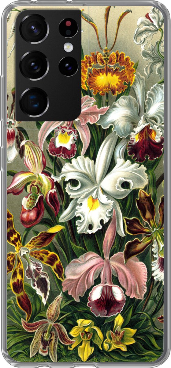 Telefoonhoesje Geschikt voor Samsung Galaxy S21 Ultra hoesje - Orchidee - Haeckel - Kunst - Siliconen Telefoonhoesje Telefoonhoesje