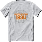 1934 Limited Edition Ring T-Shirt | Zilver - Goud | Grappig Verjaardag en Feest Cadeau Shirt | Dames - Heren - Unisex | Tshirt Kleding Kado | - Licht Grijs - Gemaleerd - XXL
