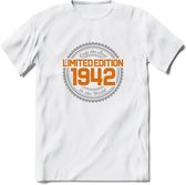 1942 Limited Edition Ring T-Shirt | Zilver - Goud | Grappig Verjaardag en Feest Cadeau Shirt | Dames - Heren - Unisex | Tshirt Kleding Kado | - Wit - 3XL