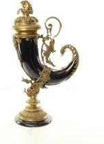 Zwart porseleinen Cornucopia - brons - standaard - porselein - hoorn -  30x17x52 cm