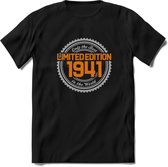 1941 Limited Edition Ring T-Shirt | Zilver - Goud | Grappig Verjaardag en Feest Cadeau Shirt | Dames - Heren - Unisex | Tshirt Kleding Kado | - Zwart - XL