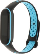 Xiaomi Mi band 5/6 dubbel sport band - zwart lichtblauw - Geschikt voor