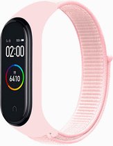 Xiaomi Mi band 3/4/5/6 nylon sport loop band - parel roze - Geschikt voor