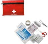 EHBO Set Mini First Aid Kit Rood - Verbandtrommel  - EHBO Set - First Aid Kit - Pleisters - Verband - Schaar - Desinfectie Doekje